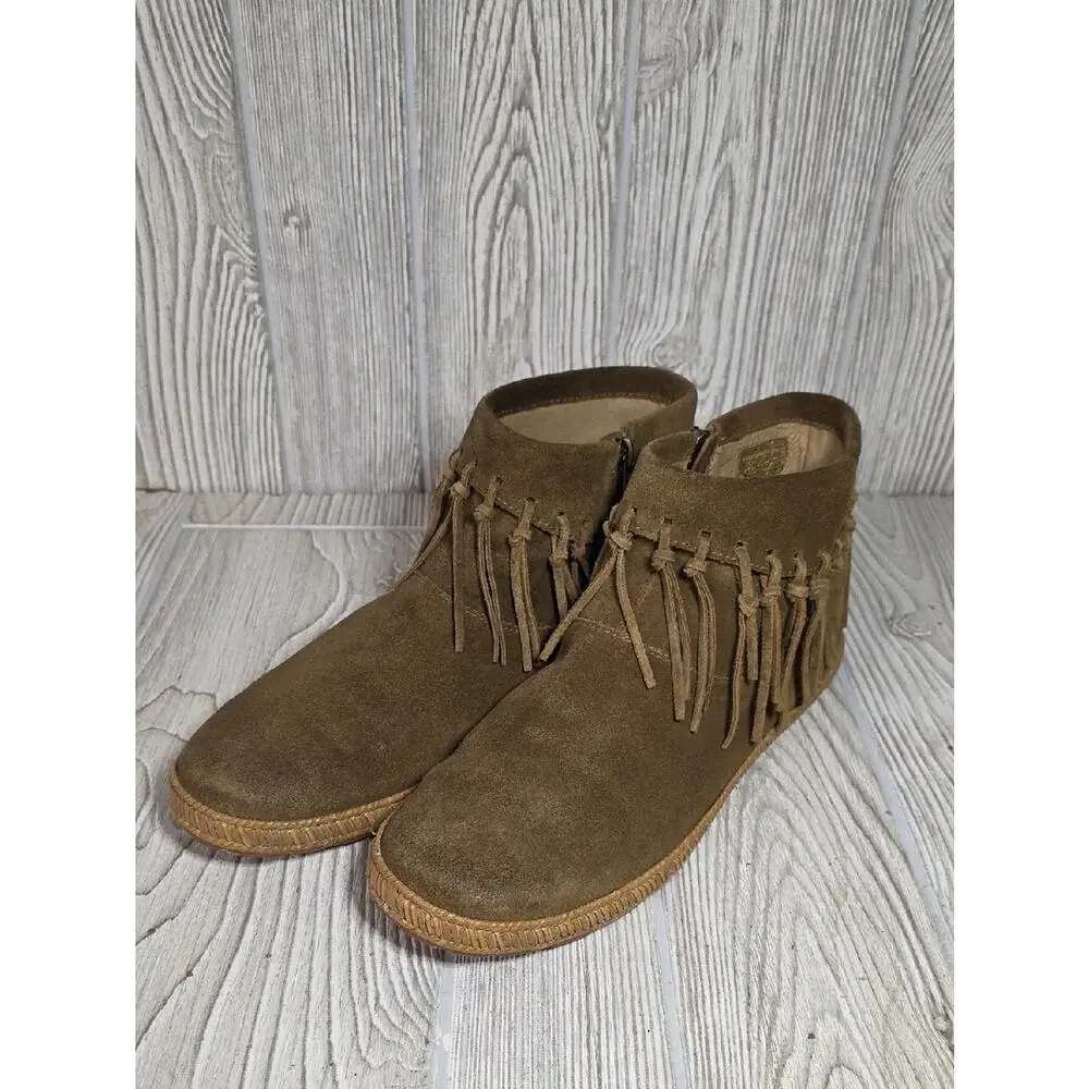 UGG Shenandoah Fringe Brown Suede Ankle Boots Womens Size 8.5